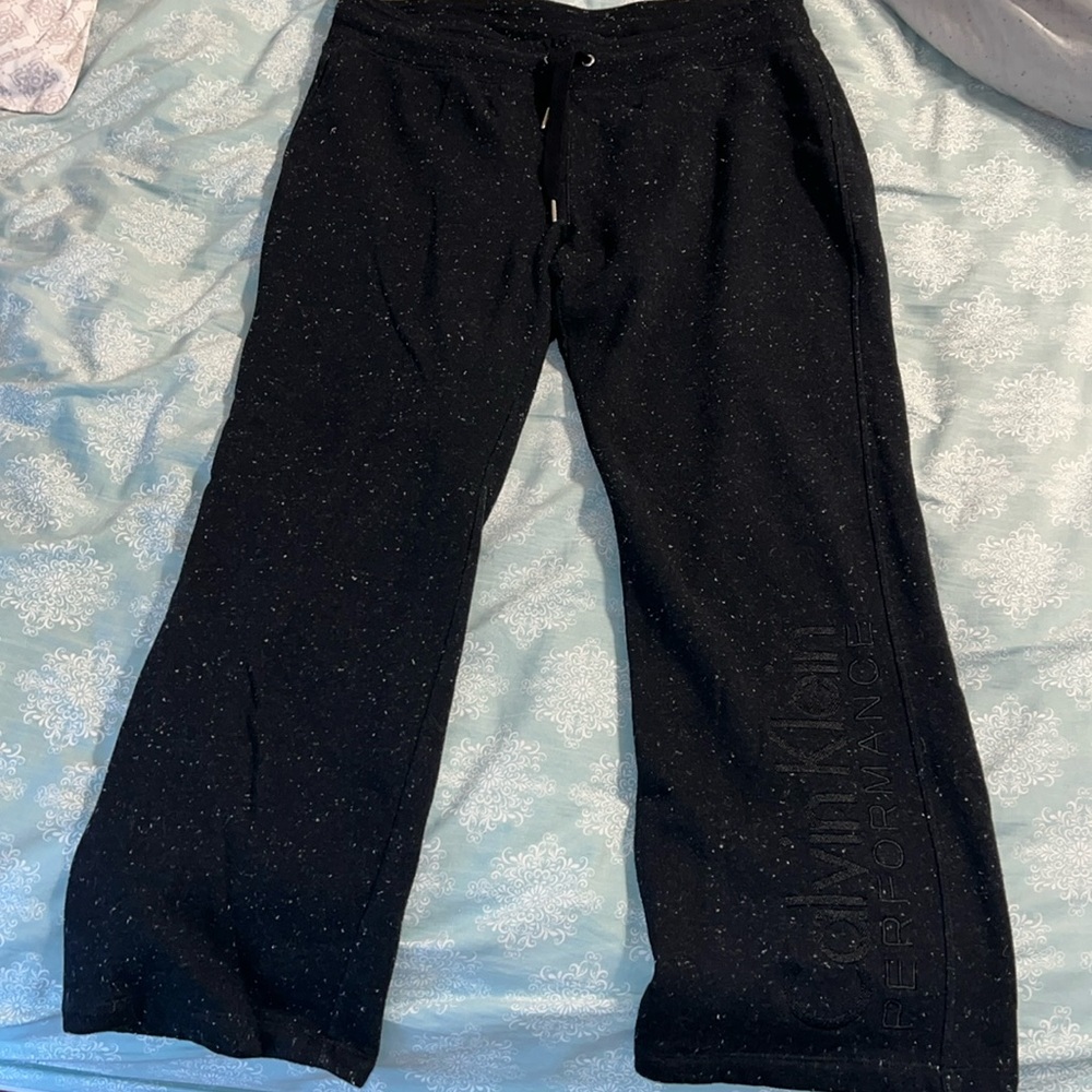 Gently loved Calvin Klein black sweatpants with white speckles